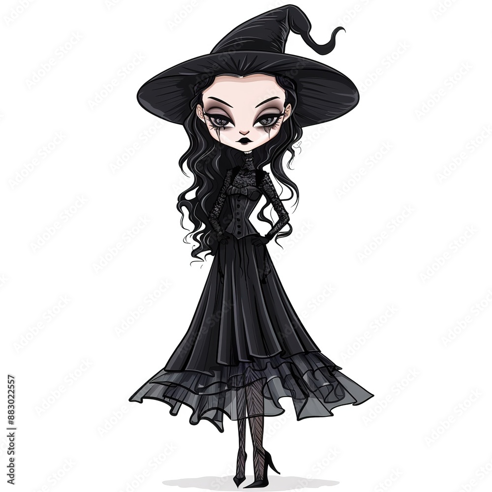 Wren Gothic fashion cartoon isolated whitebackground Wren Gothic fashion cartoon isolated whitebackground