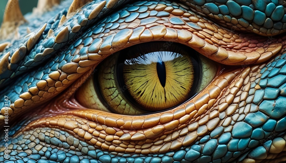 Naklejka premium Closeup view of dragon reptile eye