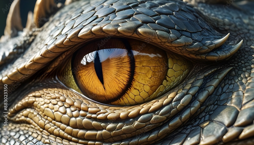 Fototapeta premium Closeup view of dragon reptile eye