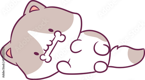 Adorable attractive cat vector doing its favorite activity