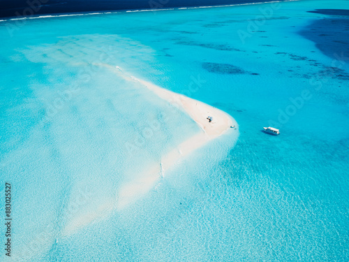 Seascape view over Maldives atoll with sandbank island