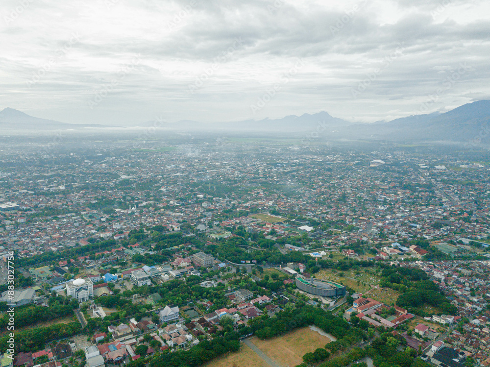 Aerial drone view of big city skyline scenery in Banda Aceh, Aceh, Indonesia. Aerial drone view of big city skyline scenery in Banda Aceh, Aceh, Indonesia.