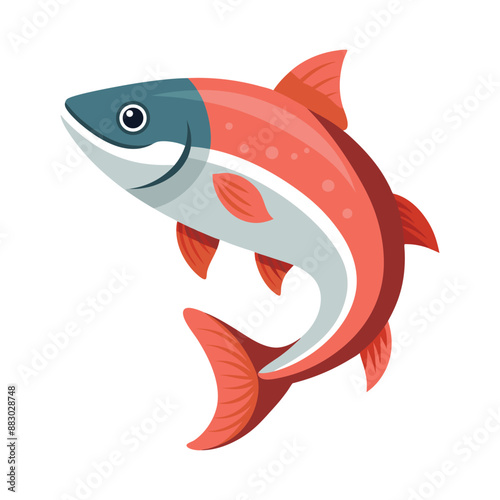 Illustration of Cute Salmon animal Isolated