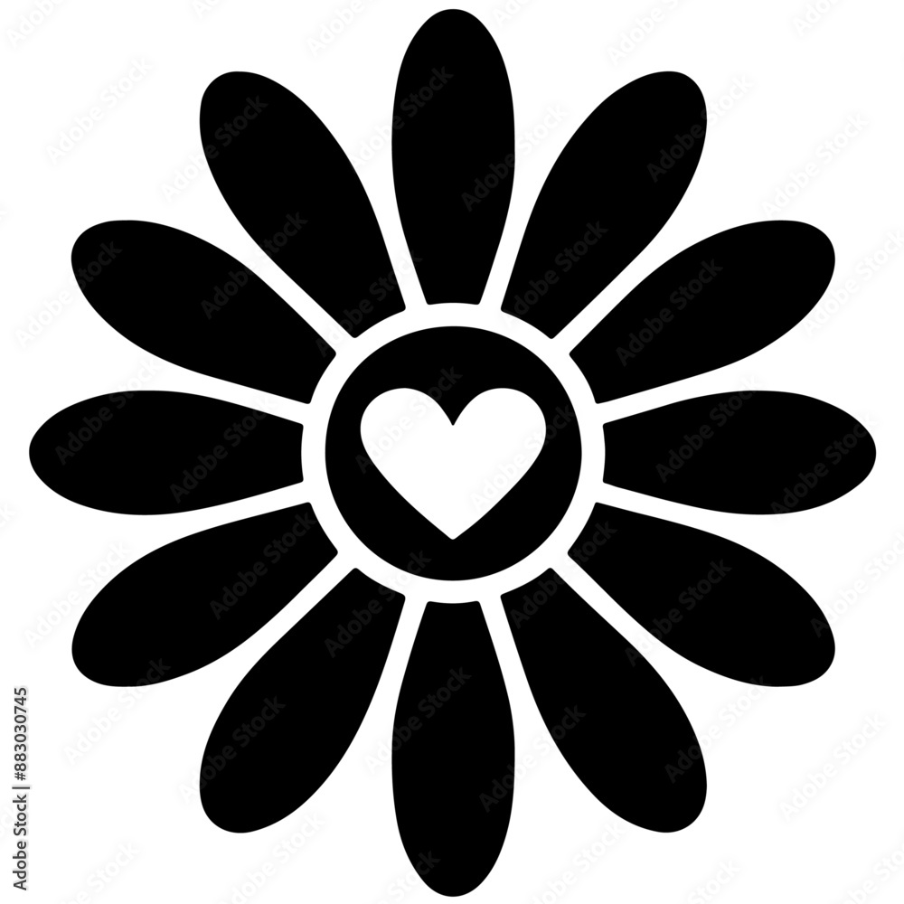 Daisy Silhouette Vector Illustration Set with Cute Floral Designs