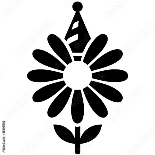 Daisy Silhouette Vector Illustration Set with Cute Floral Designs