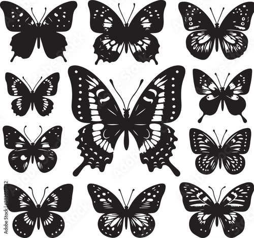 Wallpaper Mural set of butterflies silhouette vector clip art , white background Torontodigital.ca