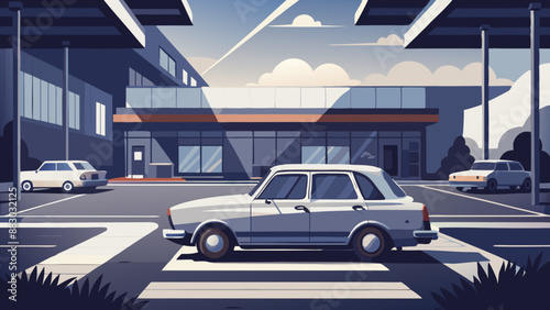 traffic in the city Car parked at outdoor parking lot. Used car for sale and rental service. Automobile parking area. Car dealership and dealer agent concept.