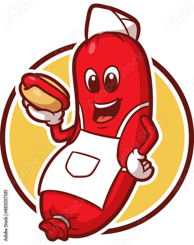 Sausage mascot logo vector perfect for your restaurant business