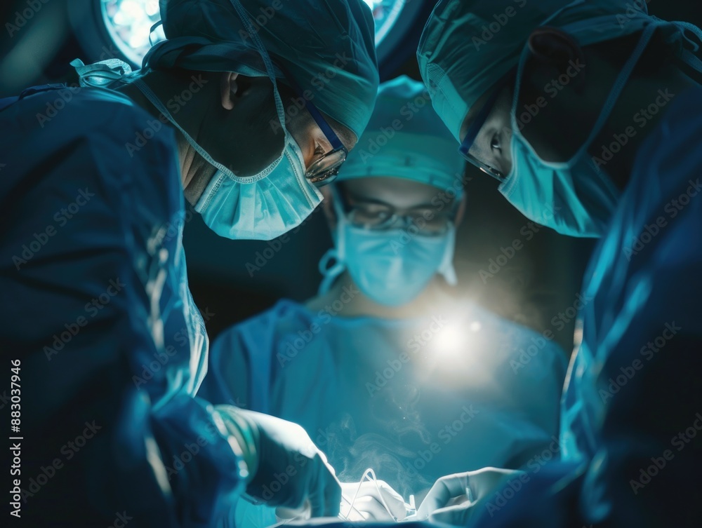 Medical team conducting surgical procedure, focusing on precise techniques and patient care Medical team conducting surgical procedure, focusing on precise techniques and patient care