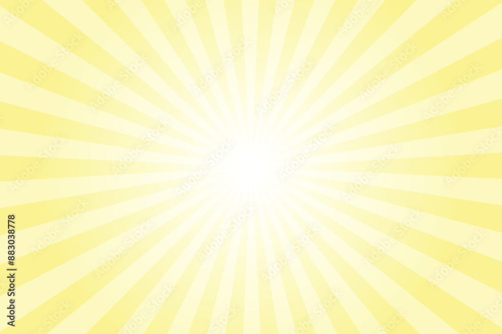 Yellow background with white sun ray. Pattern of starburst. Abstract baby yellow texture with light of sunburst. Radial beam of sunlight. Retro background with flash. Design of sunbeams. Yellow background with white sun ray. Pattern of starburst. Abstract baby yellow texture with light of sunburst. Radial beam of sunlight. Retro background with flash. Design of sunbeams.