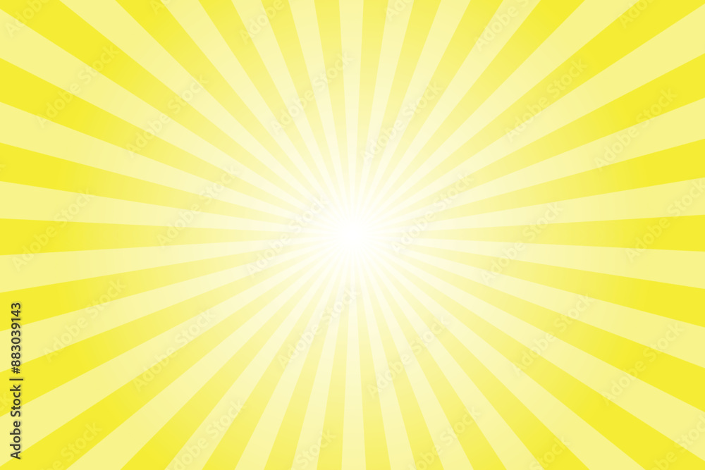 Yellow background with white sun ray. Pattern of starburst. Abstract bee yellow texture with light of sunburst. Radial beam of sunlight. Retro background with flash. Design of sunbeams. Yellow background with white sun ray. Pattern of starburst. Abstract bee yellow texture with light of sunburst. Radial beam of sunlight. Retro background with flash. Design of sunbeams.