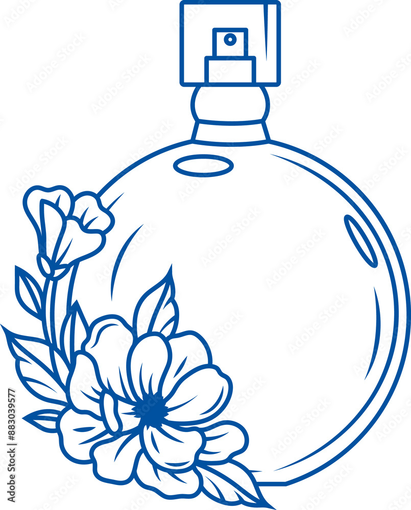 Floral perfume spray bottle in shape of ball is decorated with flowers and intended for aromatherapy Floral perfume spray bottle in shape of ball is decorated with flowers and intended for aromatherapy