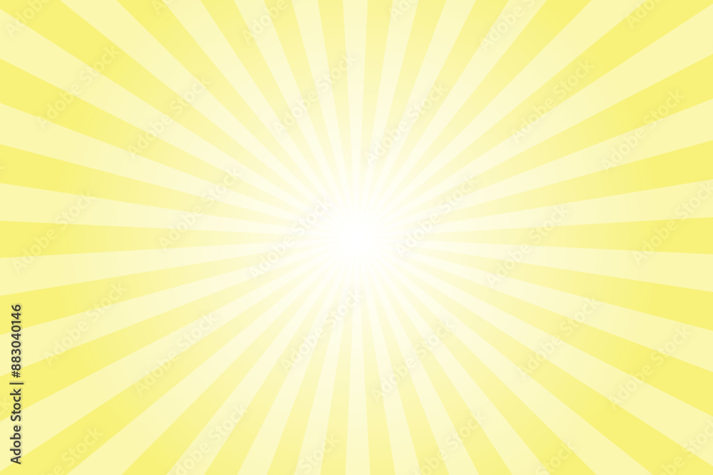 Yellow background with white sun ray. Pattern of starburst. Abstract butter yellow texture with light of sunburst. Radial beam of sunlight. Retro background with flash. Design of sunbeams. Yellow background with white sun ray. Pattern of starburst. Abstract butter yellow texture with light of sunburst. Radial beam of sunlight. Retro background with flash. Design of sunbeams.