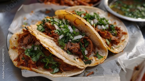 traditional mexican taco of pastor photo