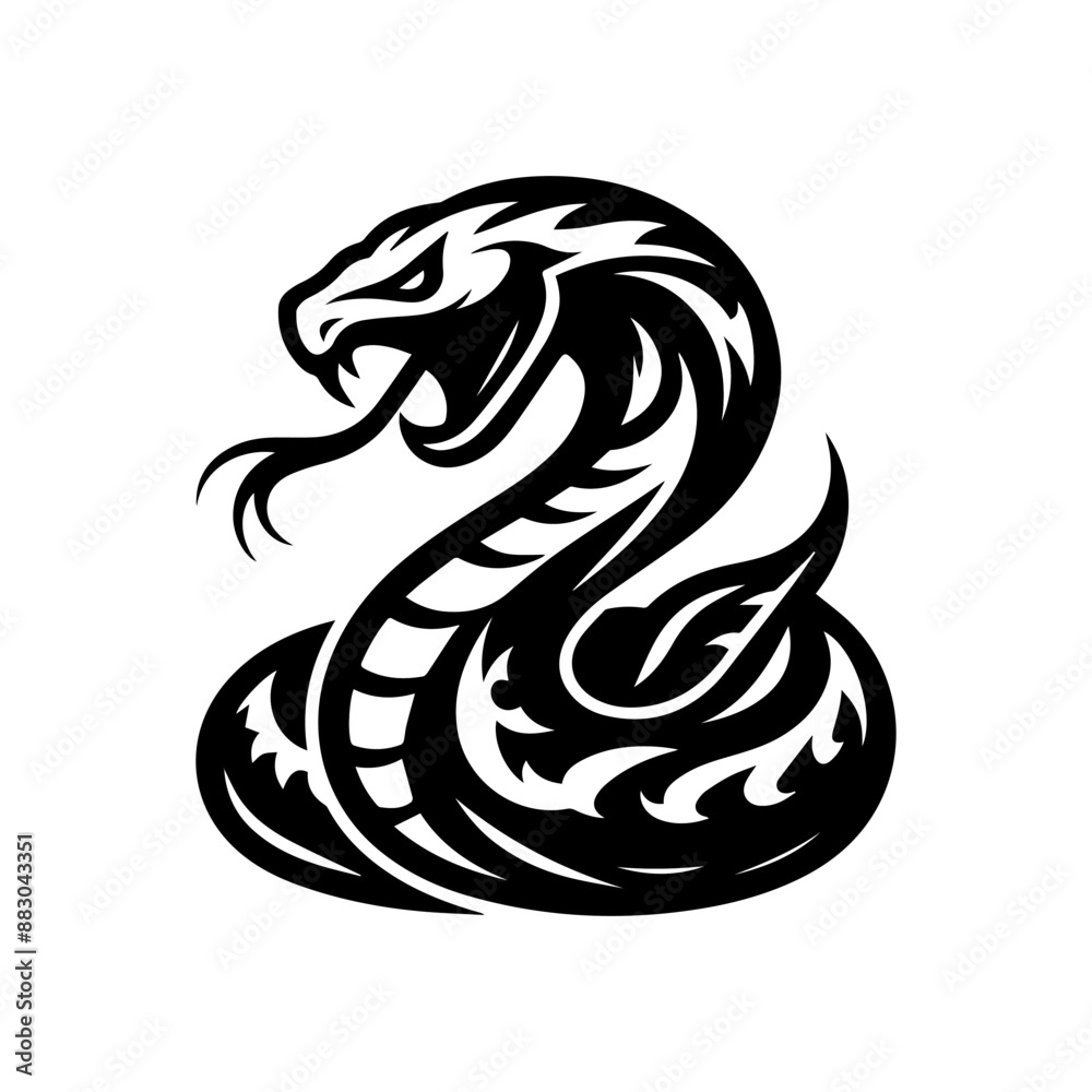 Obraz premium black monster snake logo design. Snake logo vector illustration