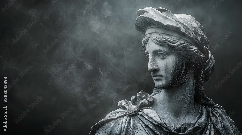 goddess Athena marble statue on simple background. Ancient Greek deity from Olympus. roman goddess of war minerva