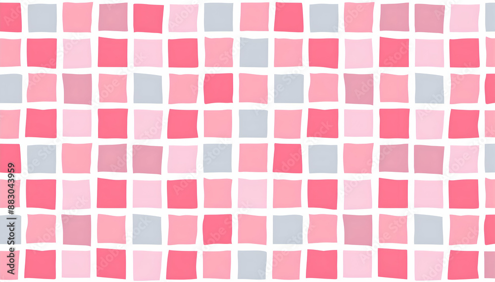 Fototapeta premium Abstract pink ink square pattern background handmade prints.