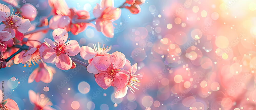 Beautiful floral spring abstract background of nature. Branches of blossoming apricot macro with soft focus.Generative AI Beautiful floral spring abstract background of nature. Branches of blossoming apricot macro with soft focus.Generative AI