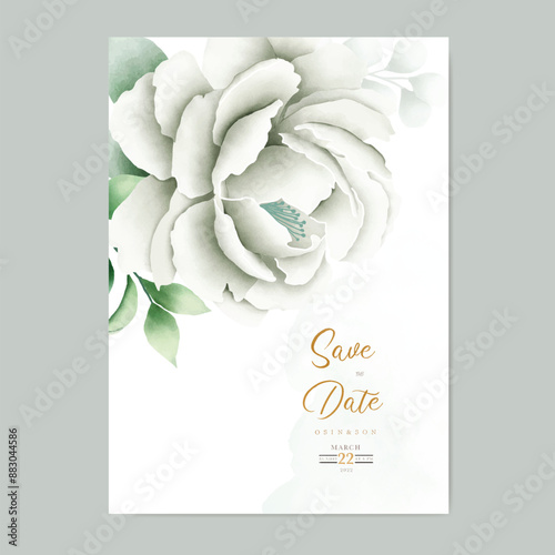  elegant watercolor peonies wedding invitation card set 