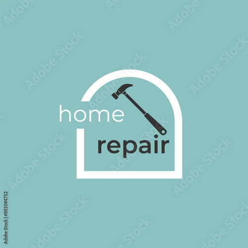 House repair logo. Home renovation project emblem. Wreck tool icon. Maintenance service sign. Isolated garage symbol. Labour force vector illustration