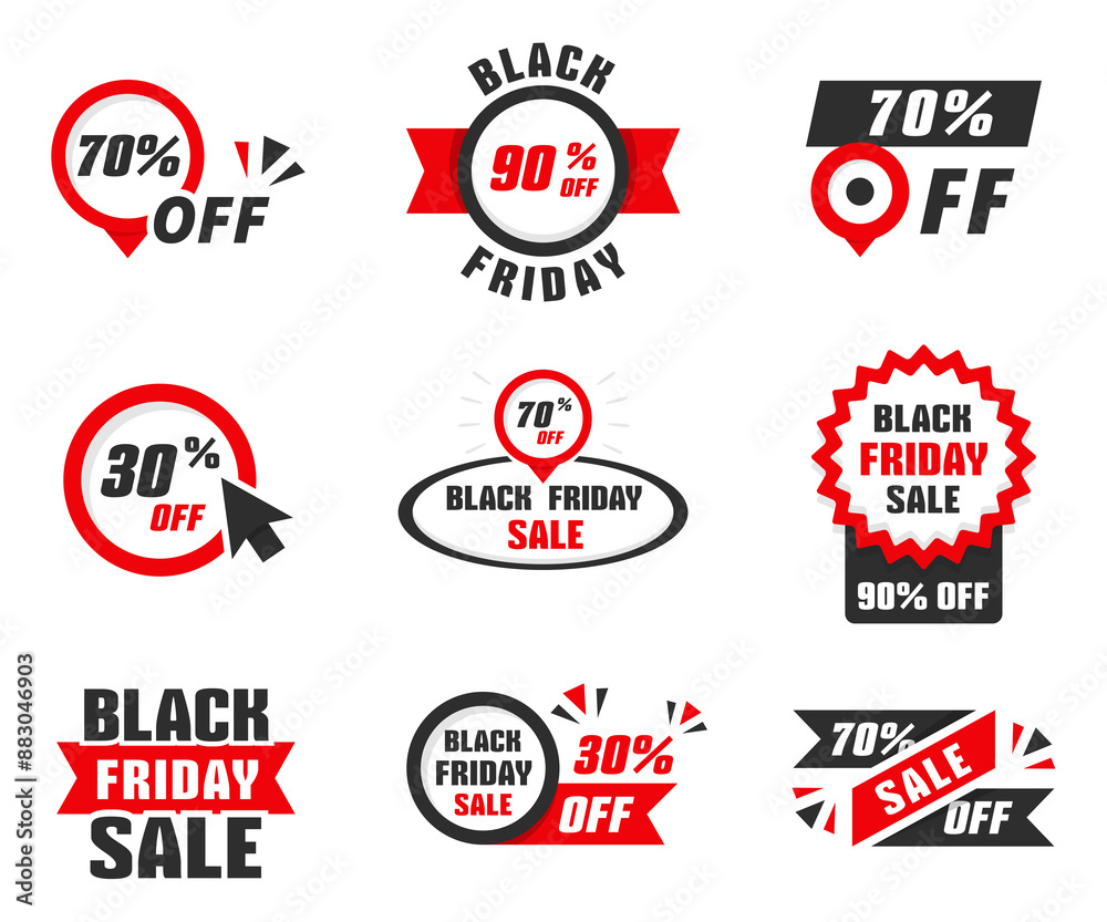 Black friday sale banners, sale stickers Black friday sale banners, sale stickers