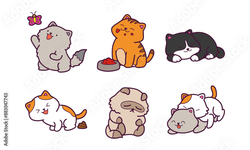 Adorable cat vector doing fun activities