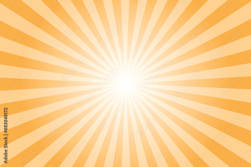 Yellow orange background with white sun ray. Pattern of starburst. Abstract deep chrome yellow texture with light of sunburst. Radial beam of sunlight. Retro background with flash. Design of sunbeams. Yellow orange background with white sun ray. Pattern of starburst. Abstract deep chrome yellow texture with light of sunburst. Radial beam of sunlight. Retro background with flash. Design of sunbeams.
