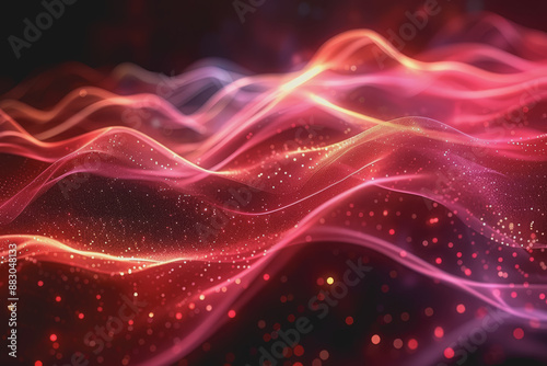 Abstract particle technology background design Abstract waves moving points, particles flowing.