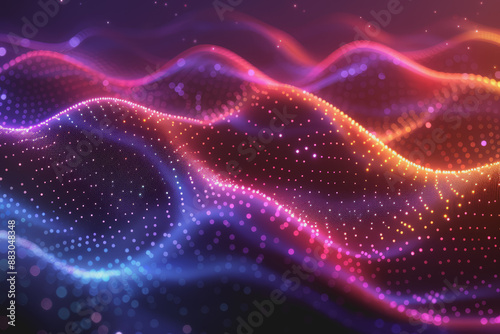 Abstract particle technology background design Abstract waves moving points, particles flowing.