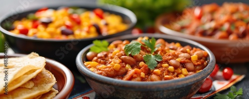 Wallpaper Mural Close-up of traditional Hispanic cuisine on a decorated table, Hispanic Heritage themed, showcasing diverse and flavorful dishes Torontodigital.ca