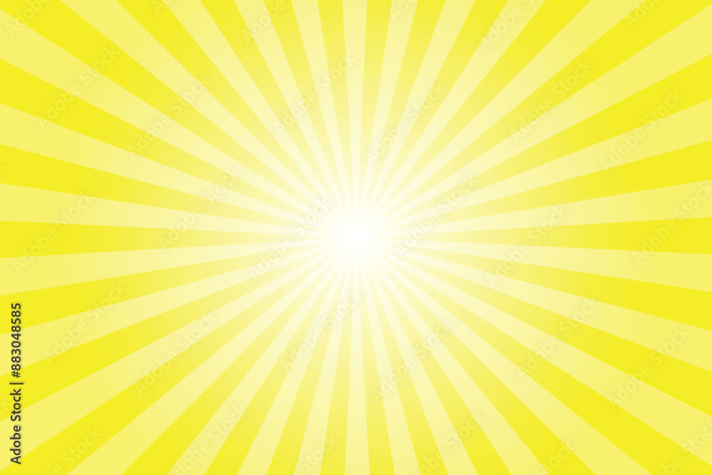 Yellow background with white sun ray. Pattern of starburst. Abstract delayed yellow texture with light of sunburst. Radial beam of sunlight. Retro background with flash. Design of sunbeams. Yellow background with white sun ray. Pattern of starburst. Abstract delayed yellow texture with light of sunburst. Radial beam of sunlight. Retro background with flash. Design of sunbeams.