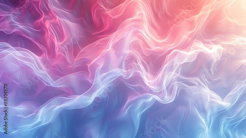 Abstract background with flowing, colorful smoke-like textures in pink, blue, and purple hues.