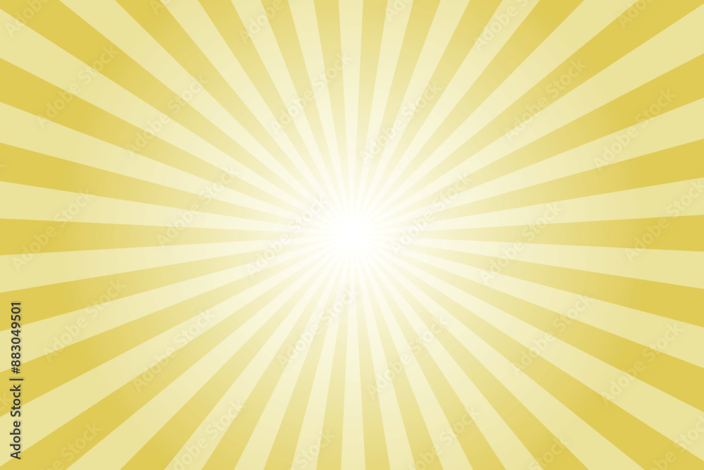Yellow background with white sun ray. Pattern of starburst. Abstract dull yellow texture with light of sunburst. Radial beam of sunlight. Retro background with flash. Design of sunbeams. Yellow background with white sun ray. Pattern of starburst. Abstract dull yellow texture with light of sunburst. Radial beam of sunlight. Retro background with flash. Design of sunbeams.