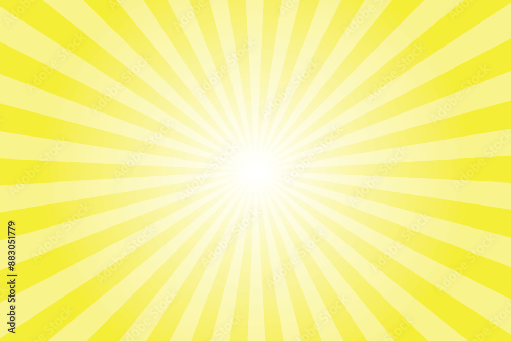 Yellow background with white sun ray. Pattern of starburst. Abstract electric yellow texture with light of sunburst. Radial beam of sunlight. Retro background with flash. Design of sunbeams. Yellow background with white sun ray. Pattern of starburst. Abstract electric yellow texture with light of sunburst. Radial beam of sunlight. Retro background with flash. Design of sunbeams.