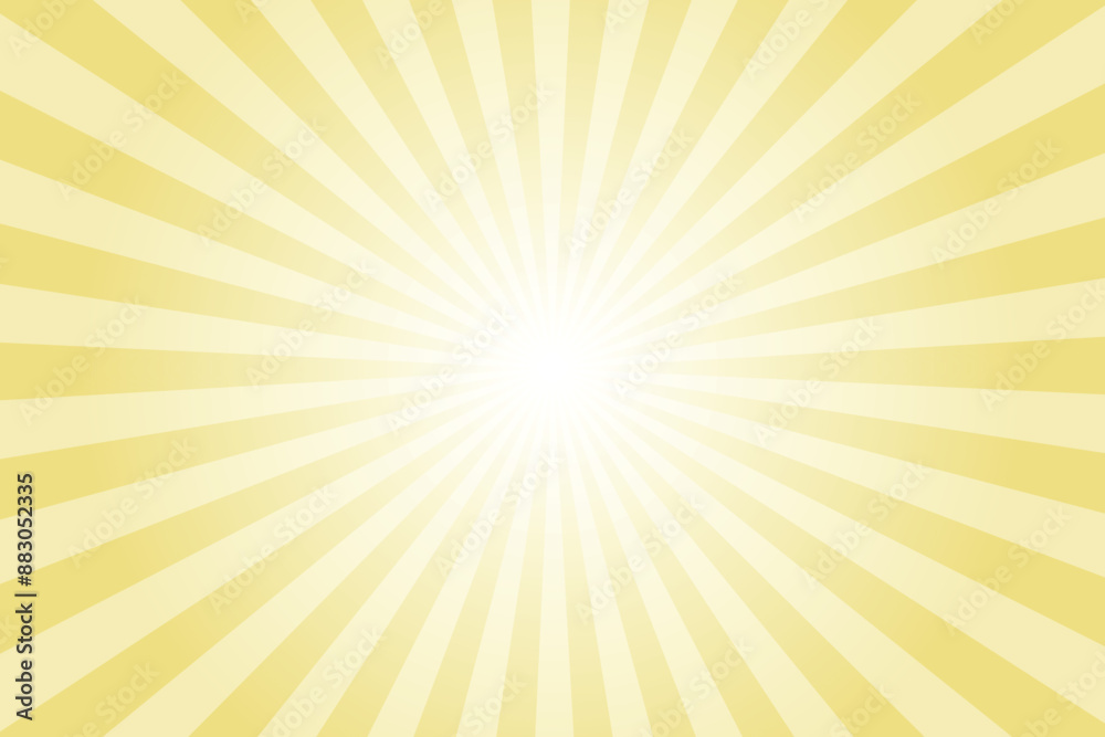 Yellow background with white sun ray. Pattern of starburst. Abstract flax yellow texture with light of sunburst. Radial beam of sunlight. Retro background with flash. Design of sunbeams. Yellow background with white sun ray. Pattern of starburst. Abstract flax yellow texture with light of sunburst. Radial beam of sunlight. Retro background with flash. Design of sunbeams.