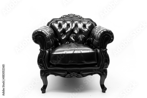 Black luxurous baroque armchair isolated on white studio background photo