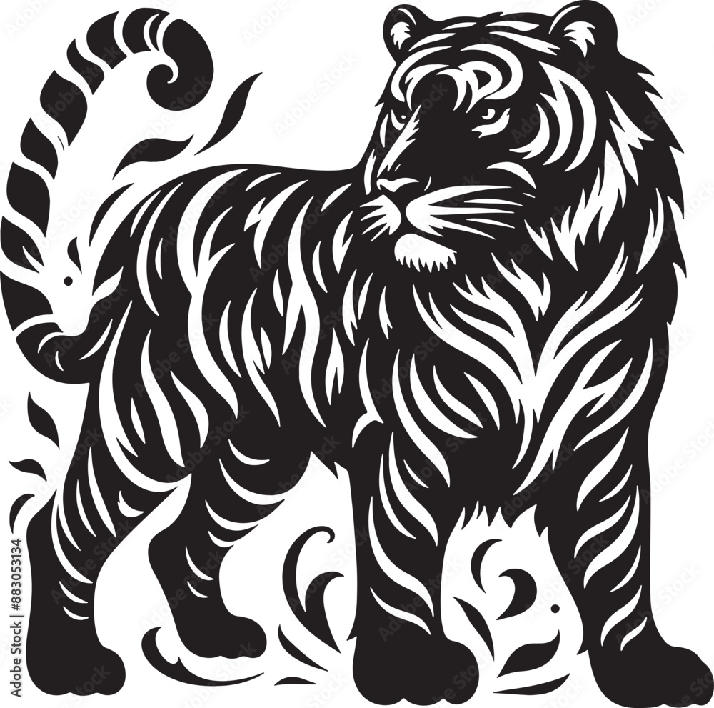 Obraz premium Tiger silhouette vector illustration design