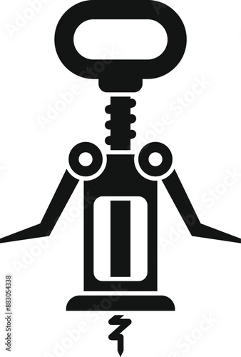 Black silhouette of a corkscrew isolated on a white background