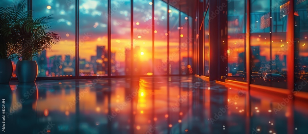 Sunset Cityscape Through a Window Sunset Cityscape Through a Window
