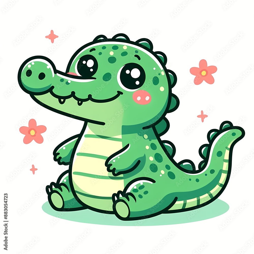 Fototapeta premium cute crocodile cartoon vector icon illustration