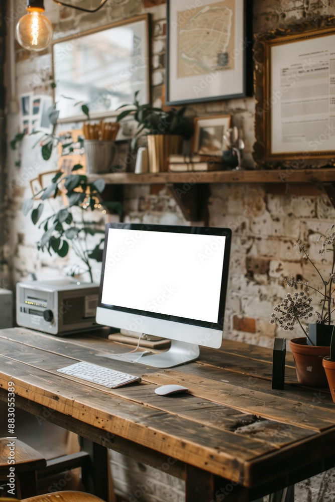 computer blank screen on table with coffee background, mockup, template for your text, ai generated computer blank screen on table with coffee background, mockup, template for your text, ai generated