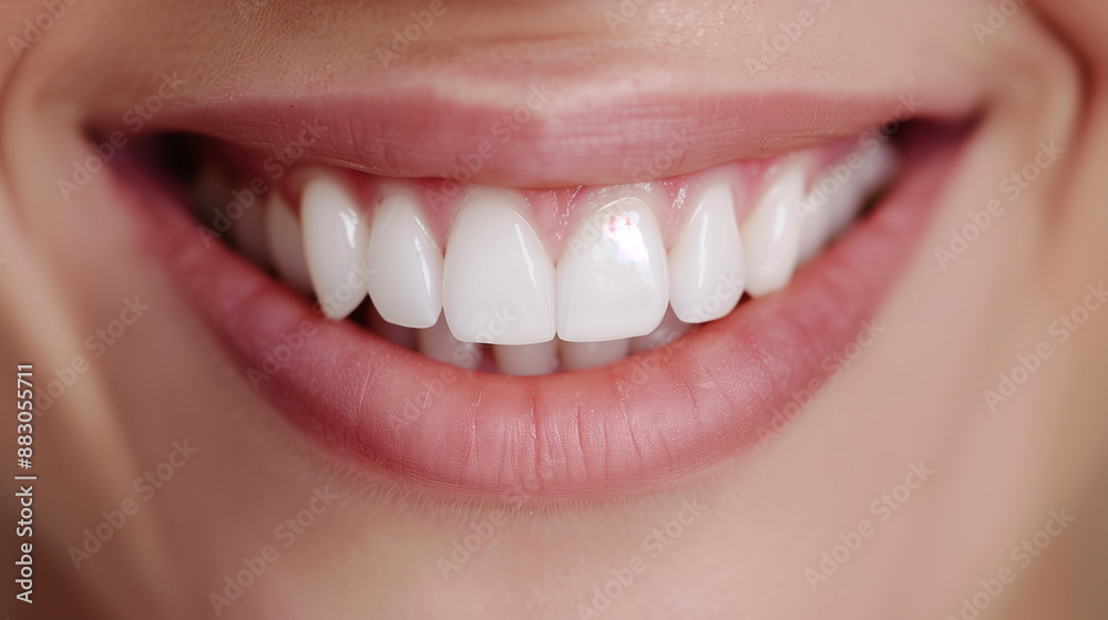 Сlose-up to a mouth smiling with white and clean healthy teeth