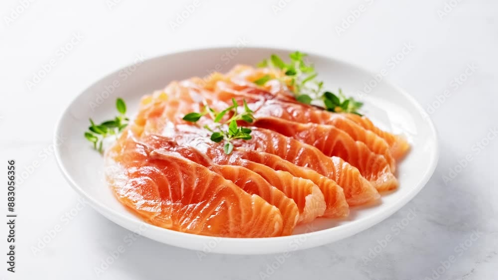 Sliced salted fresh salmon or smoked salmon fish fillet, stock video 4k Sliced salted fresh salmon or smoked salmon fish fillet, stock video 4k