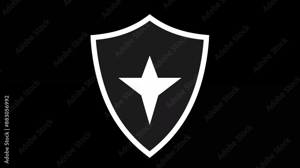 Black Shield Emblem with White Star Symbol - Logo Design Black Shield Emblem with White Star Symbol - Logo Design