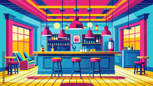 Old bar scene. Traditional or British style bar or pub interior, with wooden paneling