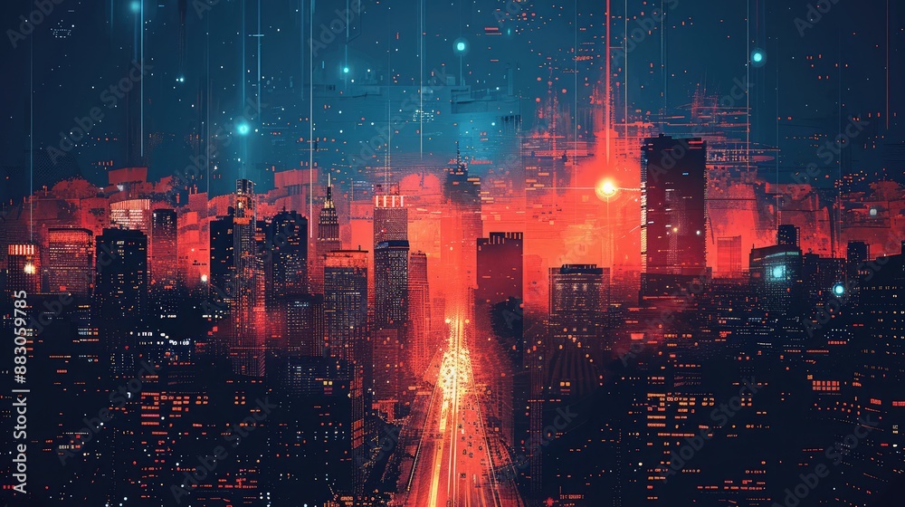 Futuristic Cyberpunk Cityscape with Neon Lights