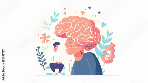Mental Disease Mind Problems Landing Page Template. 