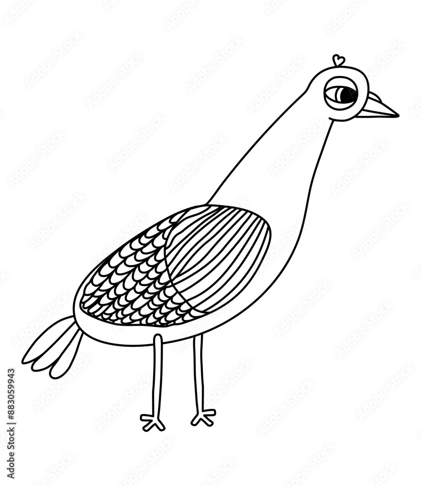 Obraz premium Vector illustration of a dove in doodle style on a white background