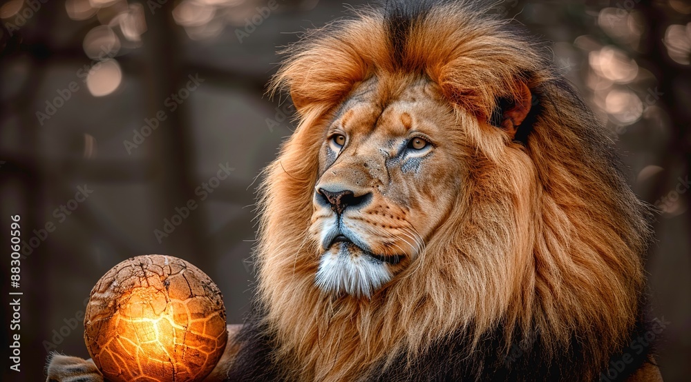 Naklejka premium male lion portrait