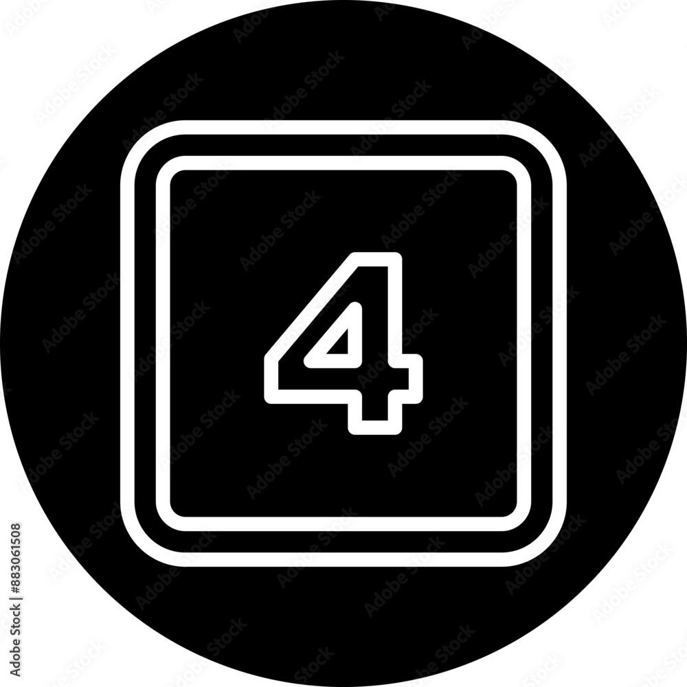 4 Number Vector Line White Circle Black 4 Number Vector Line White Circle Black